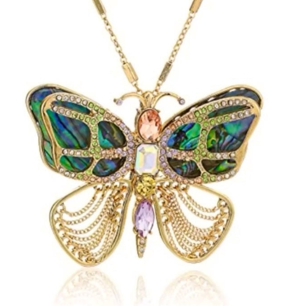 BETSEY JOHNSON 2-in-1 Butterfly Broch+Pendant Necklace, 16" + 3" Extender
